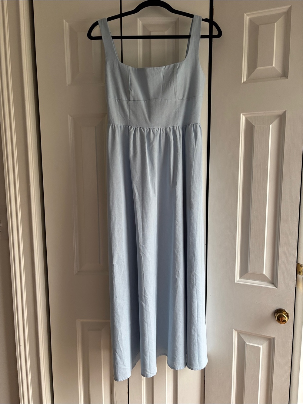KHARI MIDI DRESS
Linen Look Square A Line Dress In Blue